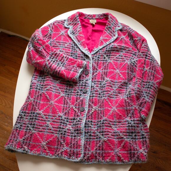 Sigrid Olsen Sport Pink and Blue Mid Length Lined Jacket Size Women's 1X - Picture 1 of 10